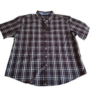 NWT Mason James 2XL Stretch Short Sleeve Plaid Button Down Shirt